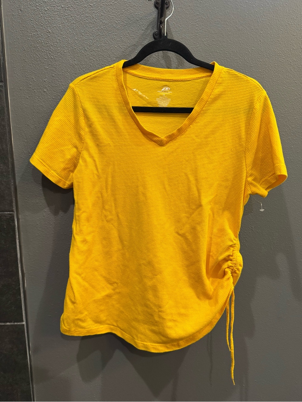 Pro Player Yellow V-Neck Short Sleeve Ruched Tee